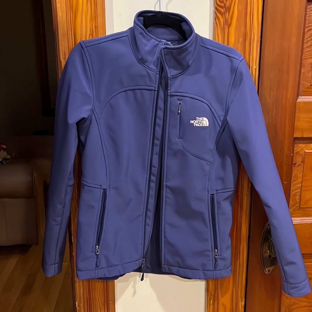 North Face small dark blue zip up rain resistant jacket